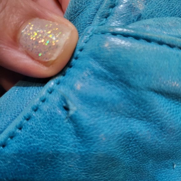 Used Condition Leather Turquoise Sash Bag - Picture 3 of 5